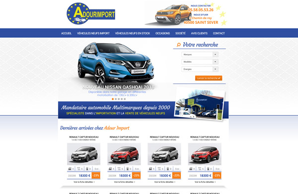 Création de site internet automobile Adour Import