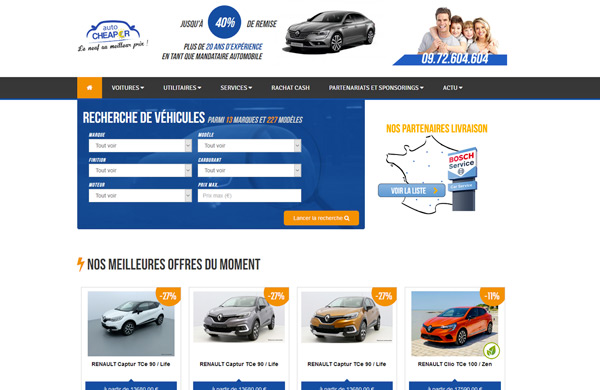Création de site internet automobile Auto Cheaper