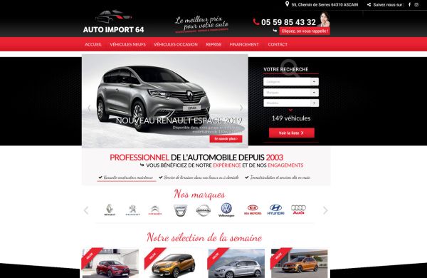 Création de site internet automobile Autoimport64