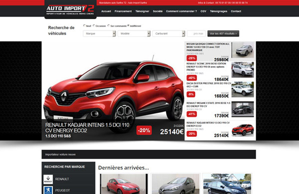 Création de site internet automobile Autoimport72