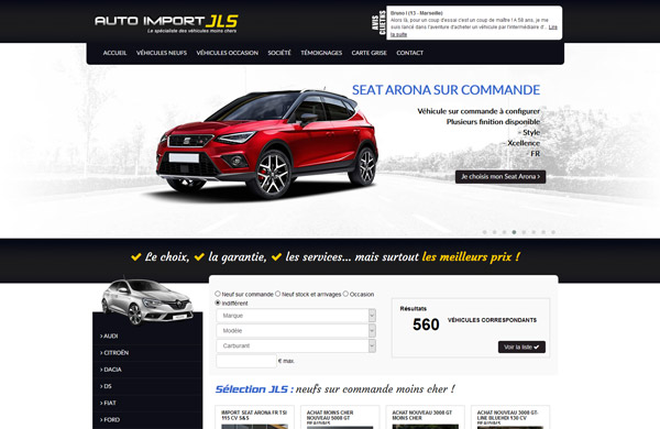 Création de site internet automobile AutoimportJLS